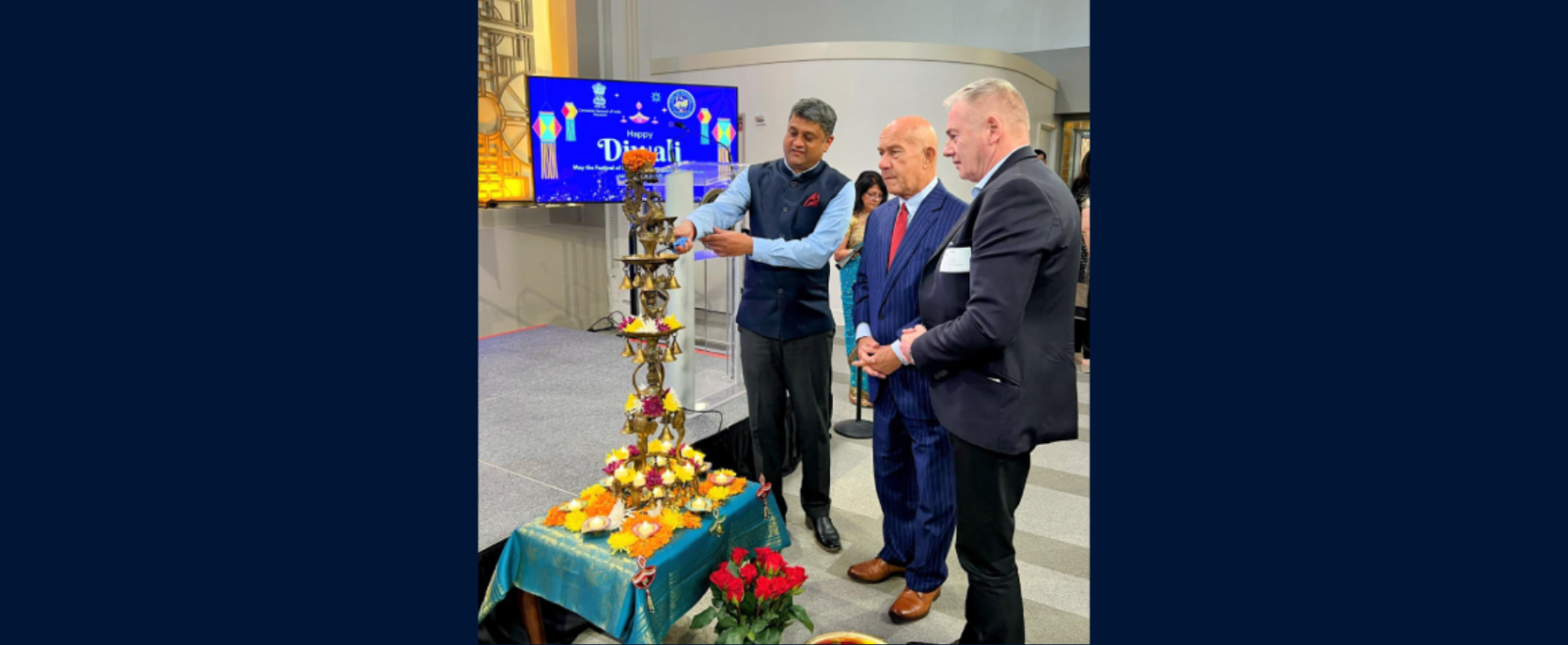 Consul General D.C. Manjunath joined Mayor John Whitmire in celebrating the Diwali festival at Houston City Hall